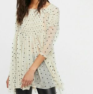 Free People Saya Polka Dot Top NWT